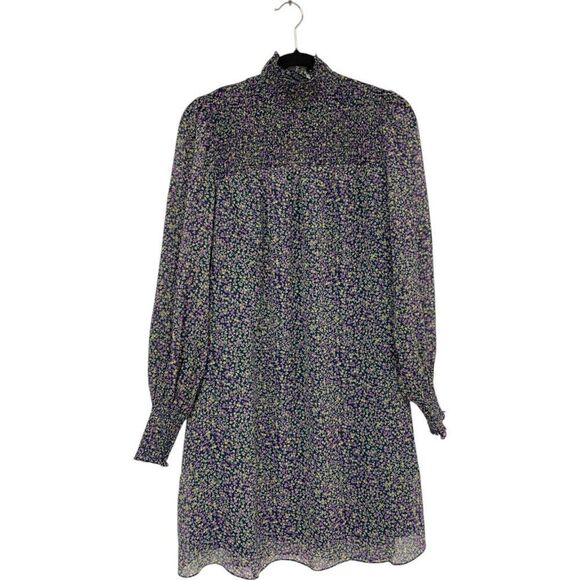 Boden Womens Smocked Yoke Dress UK 12 US 8 Multi Floral Puff Sleeve D0401 NWT - Picture 3 of 14